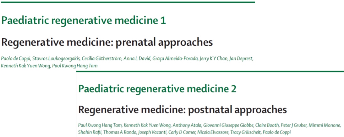 兩篇關於兒科再生醫學的系列論文在刺胳針兒童與青少年健康醫學期刊上發表