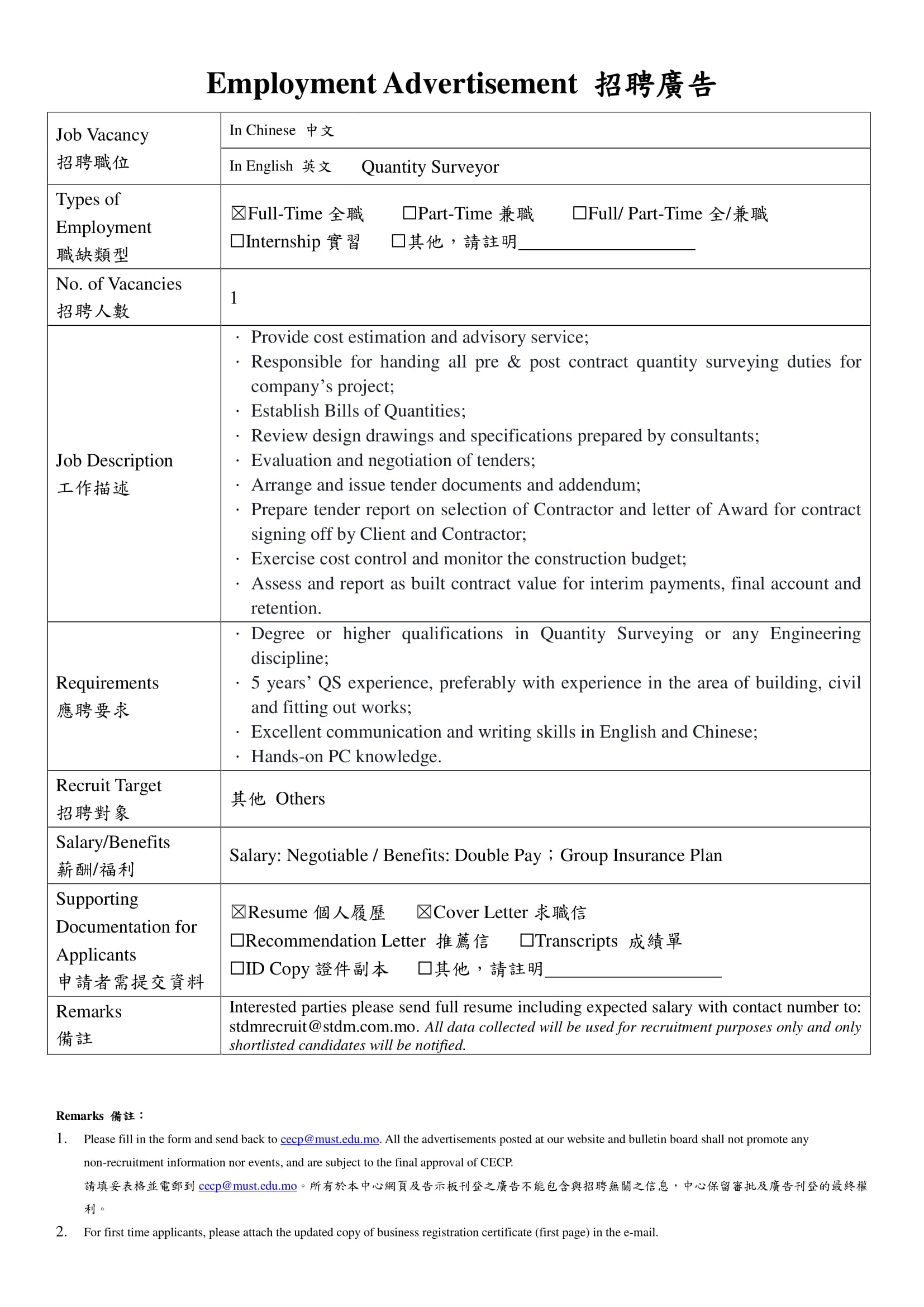 Quantity SurveyorSTDM 2