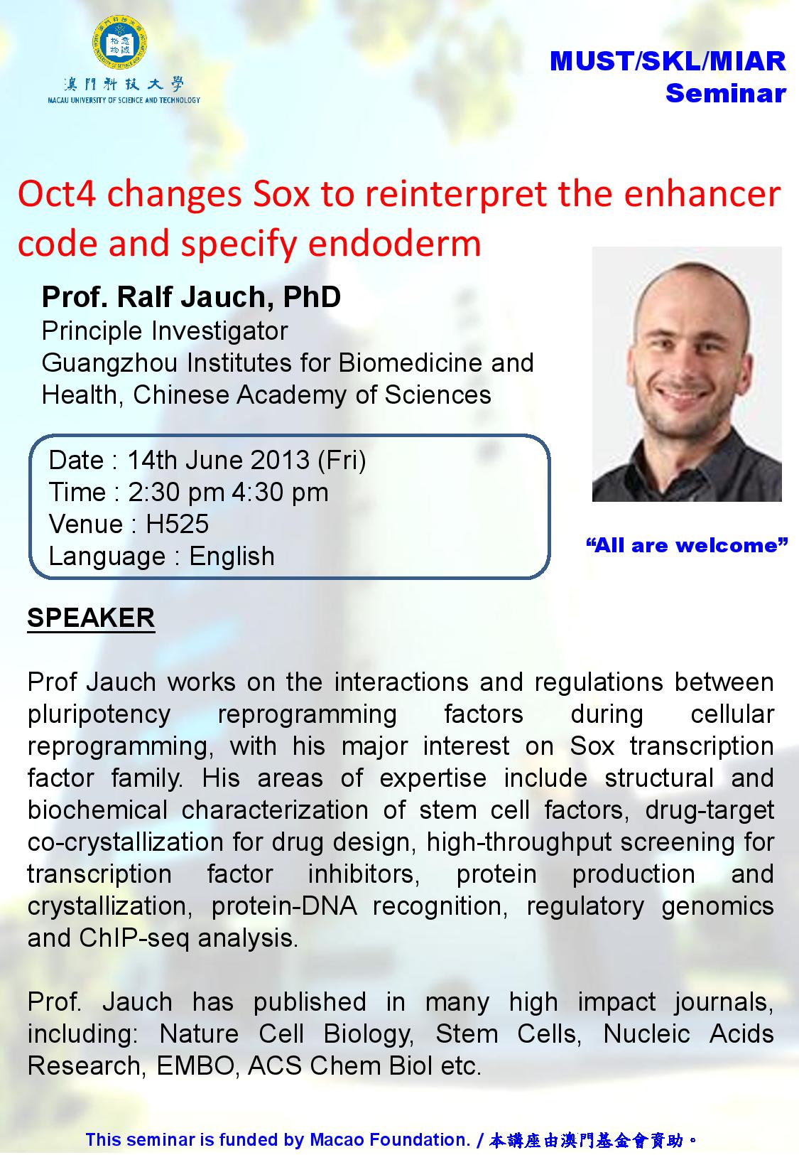1.Oct4 changes Sox to reinterpret the enhancer code and specify endoderm 2.  Mechanisms of somatic cell reprogramming