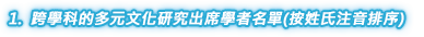 1.  跨學科的多元文化研究出席學者名單(按姓氏注音排序)